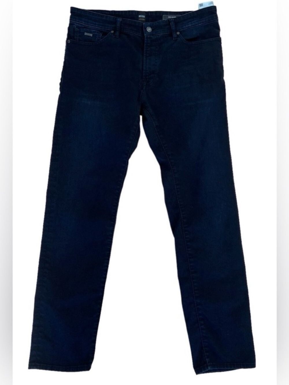 Hugo Boss Maine Regular Fit Jeans Mens 36 Black Stretch Straight Leg Black Denim